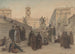 The Capitole seen from the staircase of the Aracoeli church in Rome at sunset - Charles-François Houel — artwork view