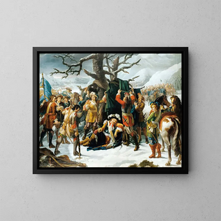 The Marshal of Turenne sleeping on the eve of the Battle of Turckheim - Charles-Jacques Lebel — framed artwork on a wall