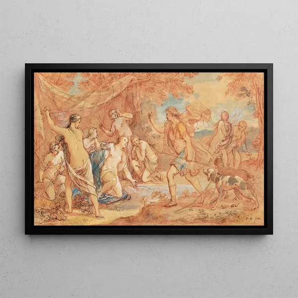 Diane et Actéon - Charles-Joseph Natoire — framed artwork on a wall