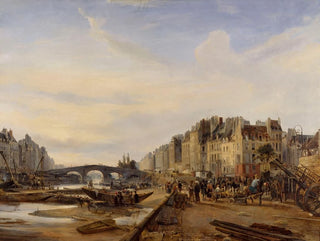 Le Pont Marie et le port Saint-Paul - Charles-Louis Mozin — artwork view