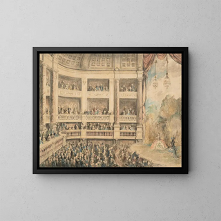 A performance at the theater - Charles-Nicolas Cochin — framed artwork on a wall