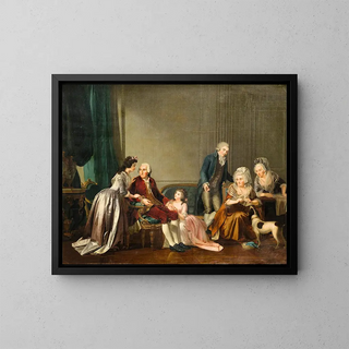 Portrait of a Family in an Interior - Charles-Nicolas Guillon — framed artwork on a wall