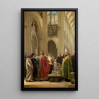 Saint Louis restoring the tombs of his predecessor kings in the choir of the church of Saint-Denis around 1231 - Charles-Paul Landon