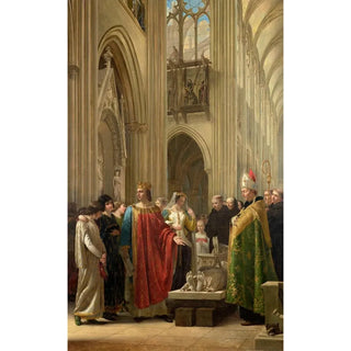Saint Louis restoring the tombs of his predecessor kings in the choir of the church of Saint-Denis around 1231 - Charles-Paul Landon