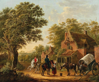 A refreshing drink in front of the rest station - Charles-Philogène Tschaggeny — artwork view