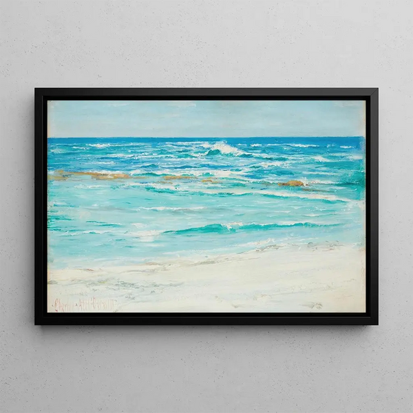 La côte au vent de l'île Laysan - Charles Abel Corwin — framed artwork on a wall