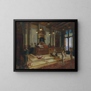 Les danseuses de serpents, le divertissement des maharajahs - Charles Albert Pesnelle — framed artwork on a wall