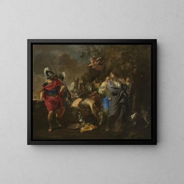 Æneas and Dido - Charles Alphonse Du Fresnoy — framed artwork on a wall