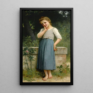 Young girl with cherries - Charles Amable Lenoir — framed artwork on a wall
