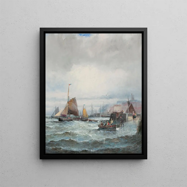 Bateaux au port de Whitby - Charles Anslow Thornley — framed artwork on a wall