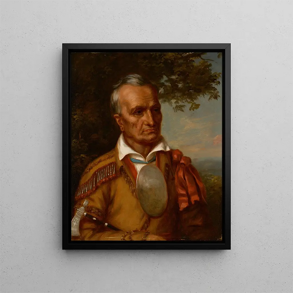 Chief Seneca in a red jacket Sagoyewatha - Charles Bird King — framed artwork on a wall