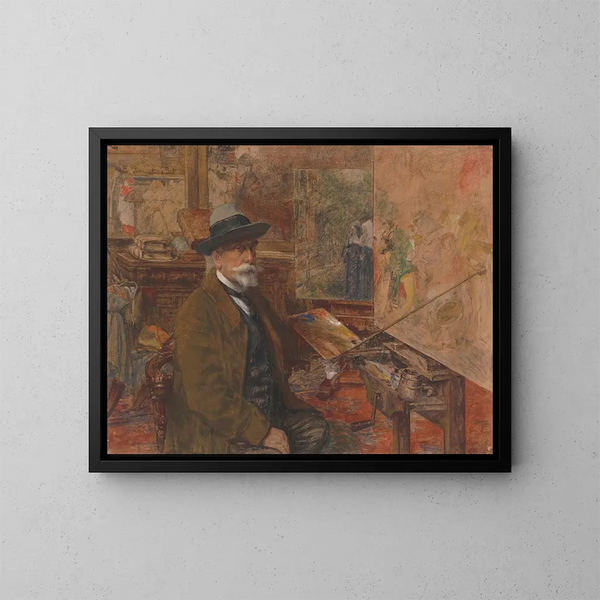 Self-portrait painting - Charles Boom — framed artwork on a wall