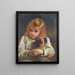An anxious girl with a pug - Charles Burton Barber — framed artwork on a wall