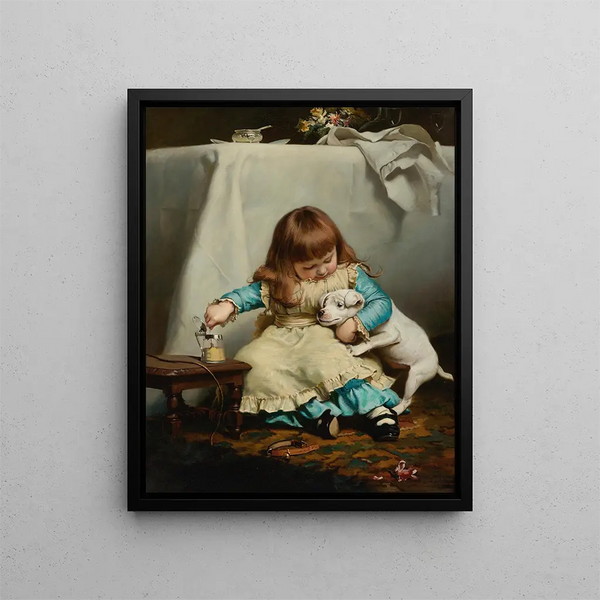 A little shy, twice shy - Charles Burton Barber — framed artwork on a wall