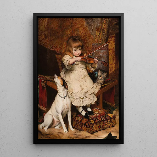 The Little Violinist - Charles Burton Barber — framed artwork on a wall
