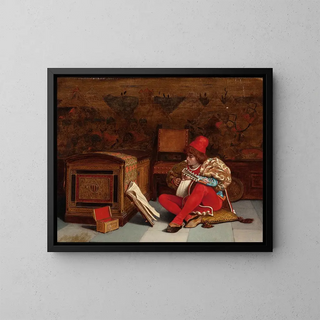 Boy with Lute - Charles Caryl Coleman — framed artwork on a wall