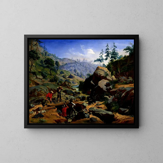 Miners in the Sierras - Charles Christian Nahl — framed artwork on a wall