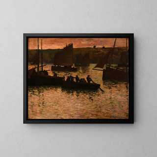 in the port - Charles Cottet — framed artwork on a wall