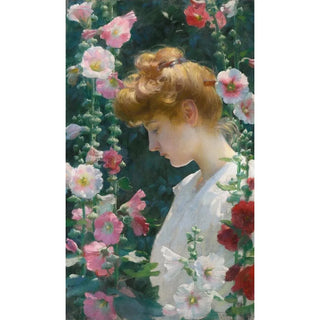 Rose trémière and sunlight painting - Charles Courtney Curran — artwork view
