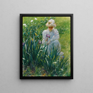 The Iris Bed - Charles Courtney Curran — framed artwork on a wall