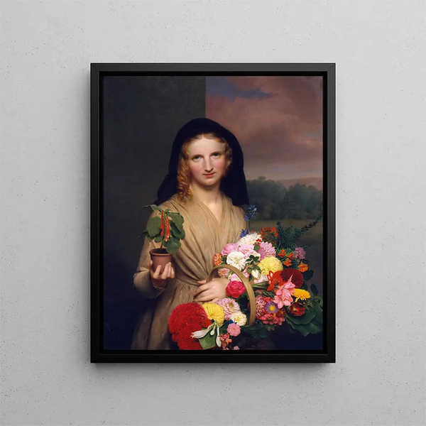 La fille aux fleurs - Charles Cromwell Ingham — framed artwork on a wall