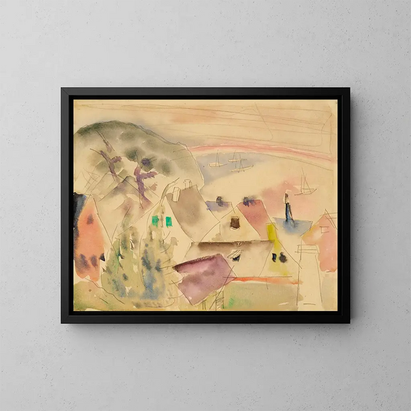 Roofs of seaside houses - Charles Demuth — framed artwork on a wall