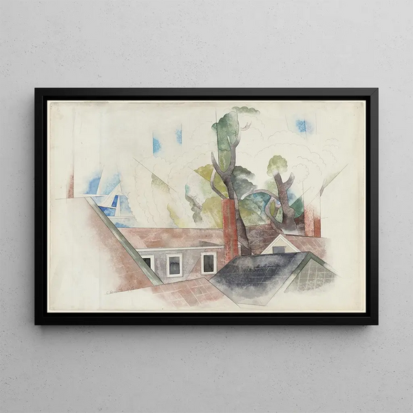Roofs and Trees - Charles Demuth — framed artwork on a wall