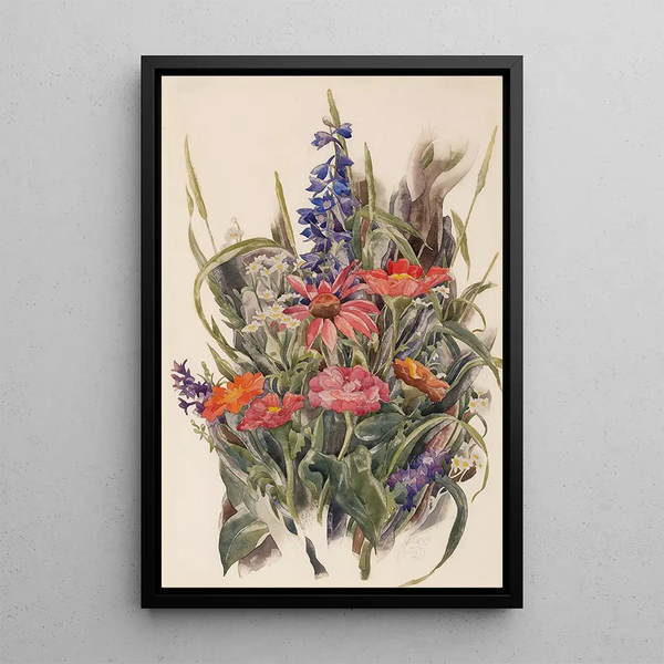 Reproduction of the painting Zinnias, delphiniums et marguerites - Charles Demuth