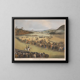Abergavenny Steeplechase, start - Charles Denton — framed artwork on a wall