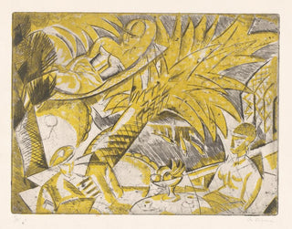 Figures bathing in the sun under a palm tree - Charles Dufresne — artwork view