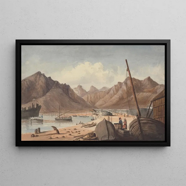Mediterranean port painting - Charles Dyce — framed artwork on a wall