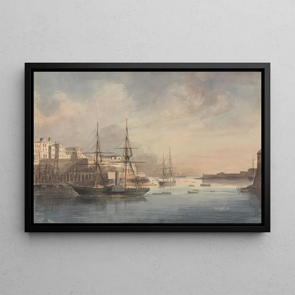 View of Malta - Charles Dyce — framed artwork on a wall