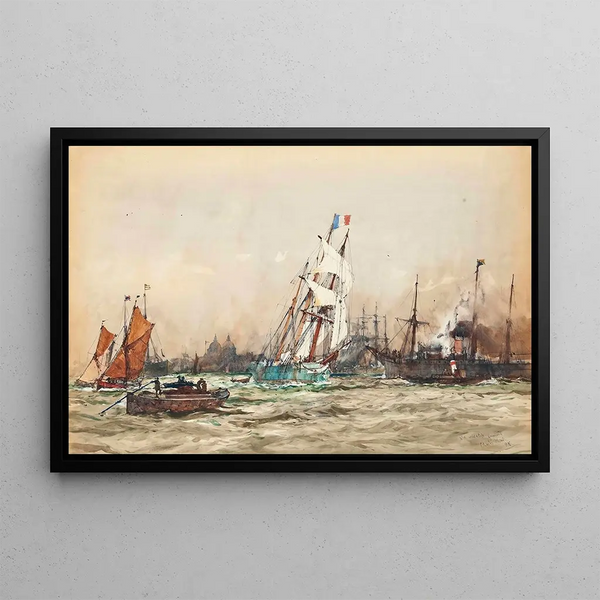 with Wind and Tide Greenwich - Charles Edward Dixon — framed artwork on a wall