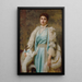 Portrait of a lady in aquamarine dress - Charles Edward Perugini — framed artwork on a wall
