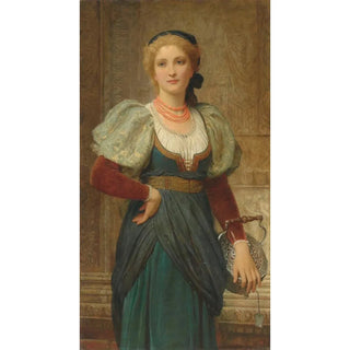 Portrait of a lady with a coral necklace - Charles Edward Perugini — artwork view
