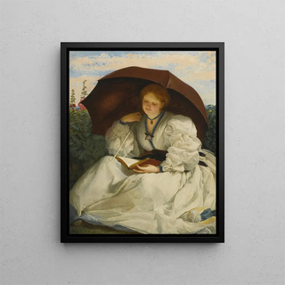 Reading on a Sunny Afternoon - Charles Edward Perugini — framed artwork on a wall