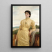 The lady in a yellow dress - Charles Edward Perugini — framed artwork on a wall