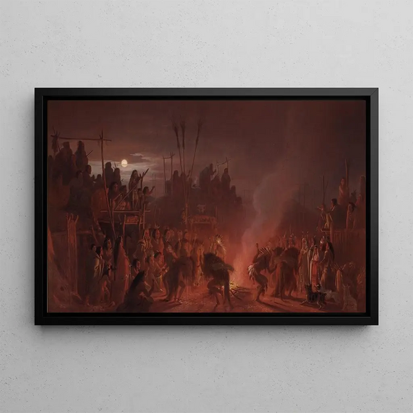 The Bison Dance - Charles Ferdinand Wimar — framed artwork on a wall