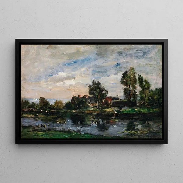 A landscape - Charles François Daubigny — framed artwork on a wall