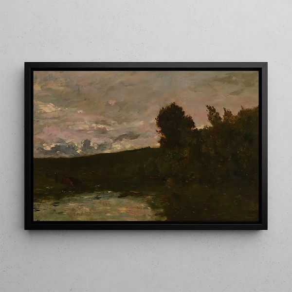 Riverbank Painting - Charles François Daubigny — framed artwork on a wall