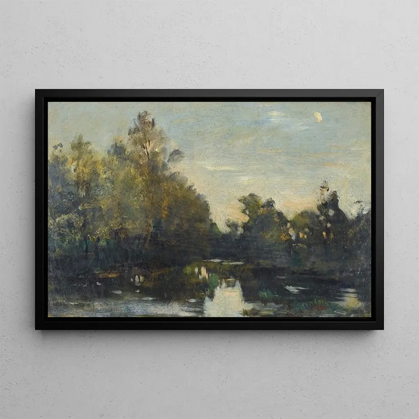 Riverbank near Corbigny - Charles François Daubigny — framed artwork on a wall