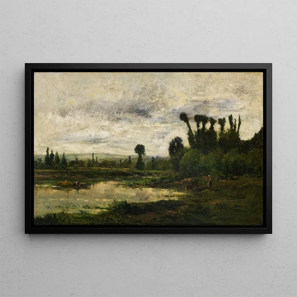 Bords de l'Oise, temps d'orage - Charles François Daubigny — framed artwork on a wall