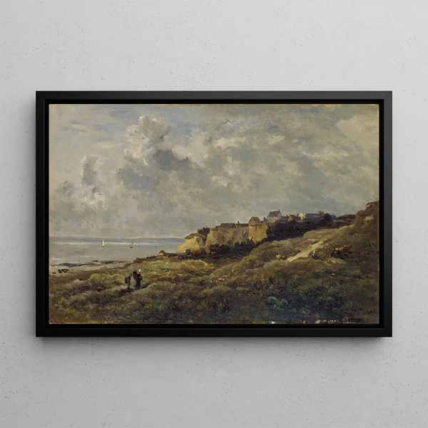Coastal landscape painting in Normandy Villerville-sur-Mer - Charles François Daubigny — framed artwork on a wall