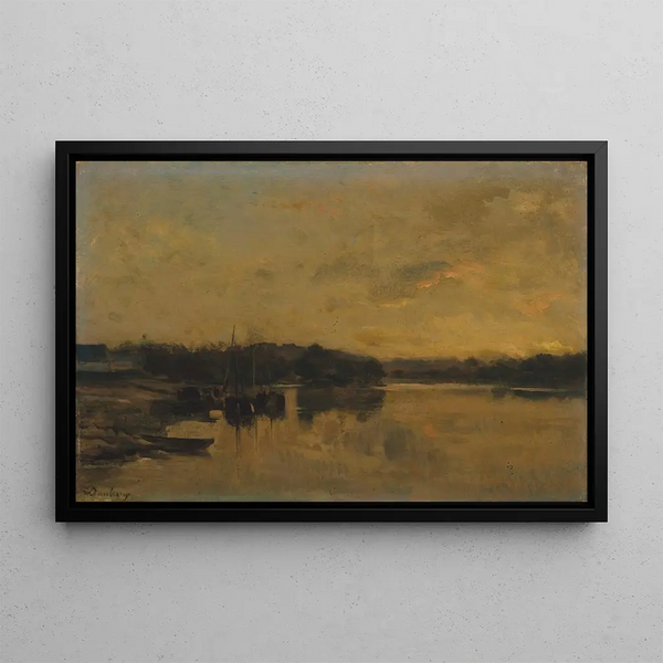 The River in the Evening - Charles François Daubigny — framed artwork on a wall