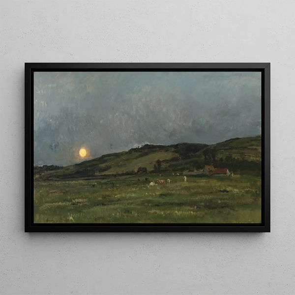 Landscape with Cows - Charles François Daubigny — framed artwork on a wall