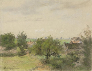 Landscape with Houses Between Trees - Charles François Daubigny — artwork view