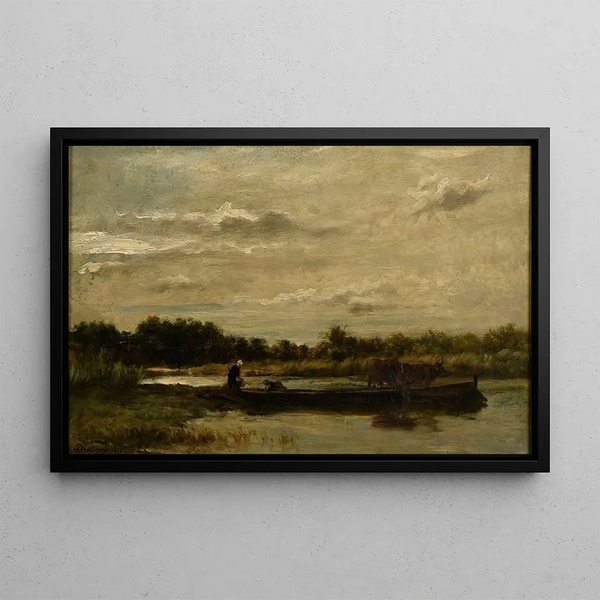 Le bac - Charles François Daubigny — framed artwork on a wall