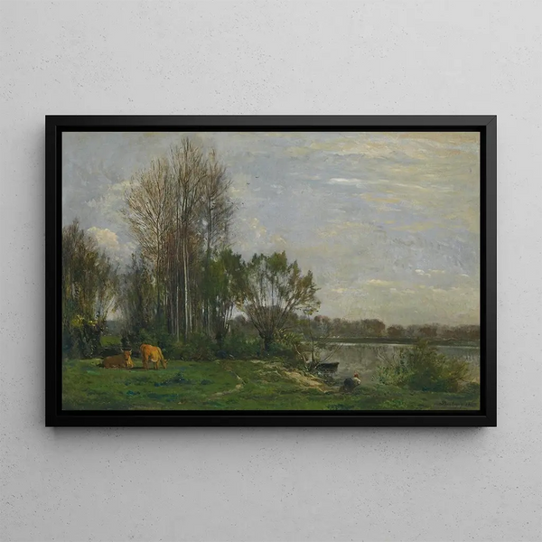 Les Bords de l'Oise - Charles François Daubigny — framed artwork on a wall