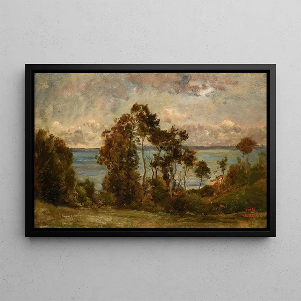 Les Hauts de Villerville, title registered in the inventory, landscape - Charles François Daubigny — framed artwork on a wall