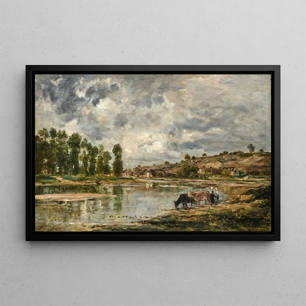 Les bords de la Loire près de Nantes - Charles François Daubigny — framed artwork on a wall
